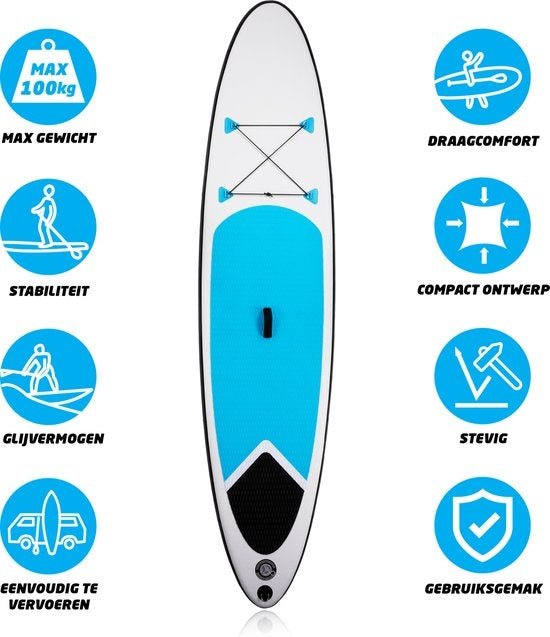 Dunlop Inflatable Sup Board avec accessoires - Bleu/Blanc - 305 x 71 x 10 cm