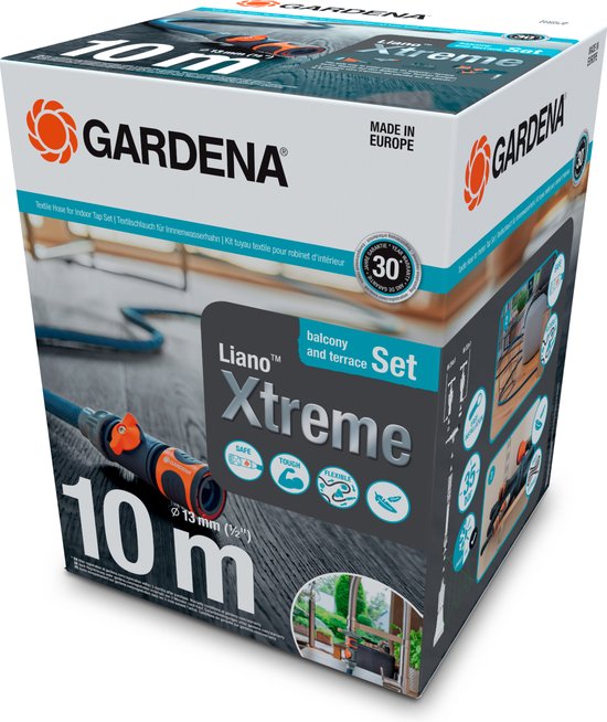 Tuyau textile - GARDENA  - Liano™ Xtreme 10m - orange/noir