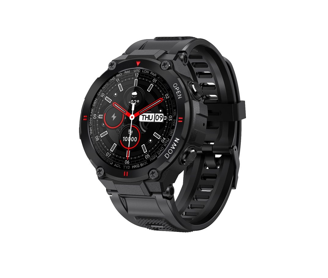 Montre connectée K22 - Nuvance - 45mm - Ecran tactile - Etanche IP67 - Hommes, femmes et enfants - iOS & Android - Noir