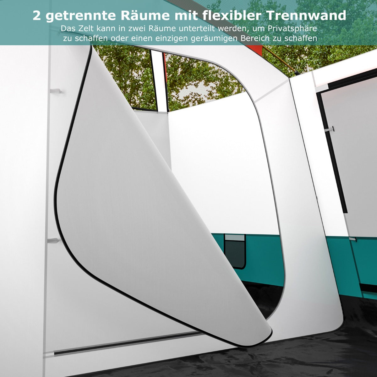 Coast Tente familiale avec auvent - 2 Chambres - 2 Entrées - 320 x 210 x 180 cm - Verte