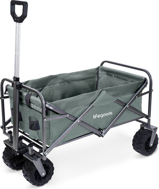 LifeGoods Chariot - Pliable - Capacité de charge 80KG - 94L - Polyester lavable - Vert