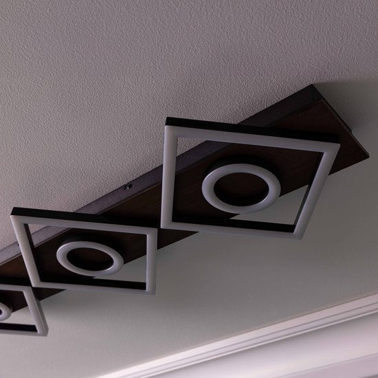 Plafonnier Brilliant Maureen - 88 cm - Noir avec bois