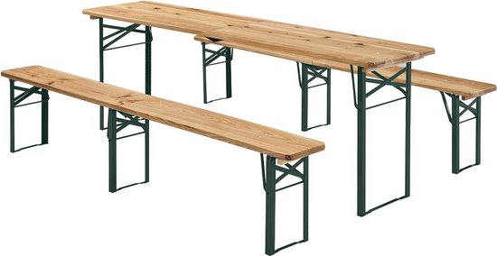 Table de pique-nique en bois / Table à bière Passau - 3 pièces - 220cm - Pliable - Robuste - Couleur bois