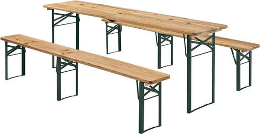 Table de pique-nique en bois / Table à bière Passau - 3 pièces - 220cm - Pliable - Robuste - Couleur bois