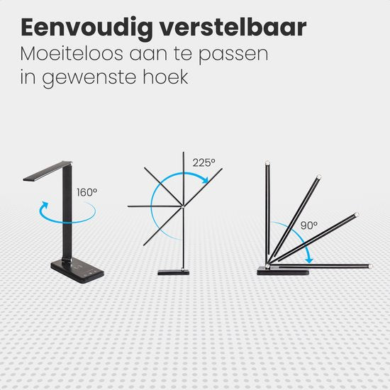 Lampe de bureau Auronic - LED - Chargement mobile USB et sans fil - Minuteur - Lampe à pince dimmable - Lumière blanche et chaude - Noir