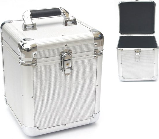 Boîtier vinyles 7 pouces – VDD Gaming – Capacité 70 à 100 disques – Verrouillable - Aluminium argenté