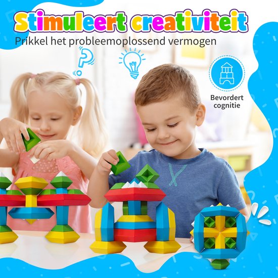 MontiPlay® Build Buddies - 60 Piece Block Tower - Jouets éducatifs Montessori - Briques et blocs à empiler - Jouets STEM et sensoriels pour les tout-petits - à partir de 3 ans - Jouets pour enfants - Blocs de construction - Toy Book 2024