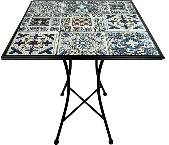Table de bistrot AXI Camilla - Bleu clair – Table de jardin en métal – Carrée – 60 x 60 x 75 cm - Effet mosaïque – Incrustée de carreaux en céramique – Pour le jardin, la terrasse et le balcon