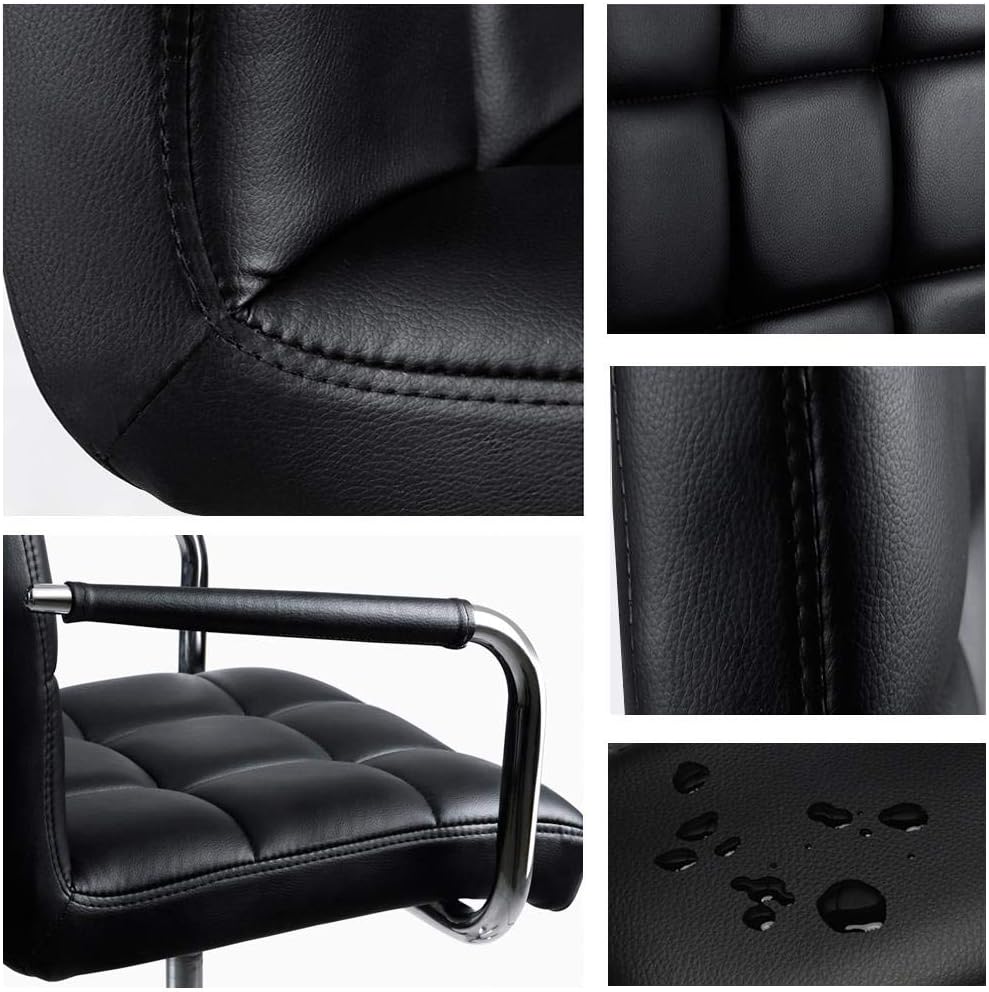 Chaise de bureau Yaheetech - Noire - Simili cuir - Pivotante à 360° - 120 kg - Hauteur d'assise réglable de 48 à 62 cm - Avec accoudoirs