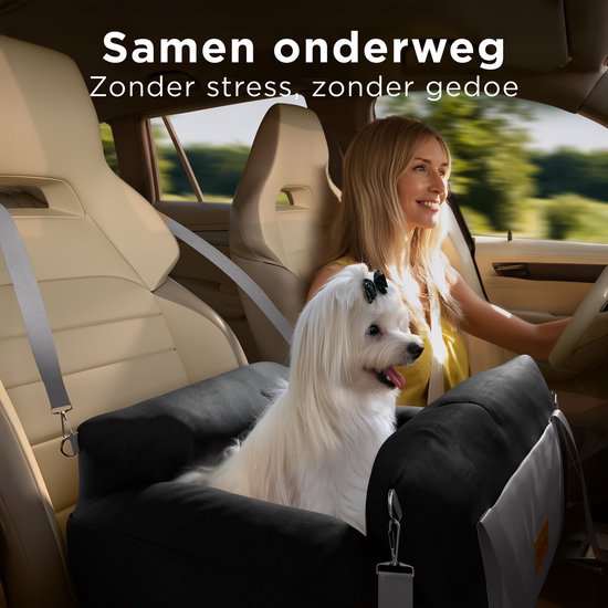 Siège auto pour chien CozySense® - Panier de voiture pour petit chien - Siège avant et arrière - Housse lavable, peut également servir de sac de transport - Noir/Gris