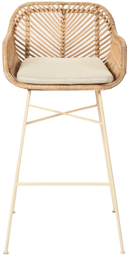 Nunuhai - Lot de 2 tabourets de bar en rotin avec pieds beiges, hauteur 68 cm
