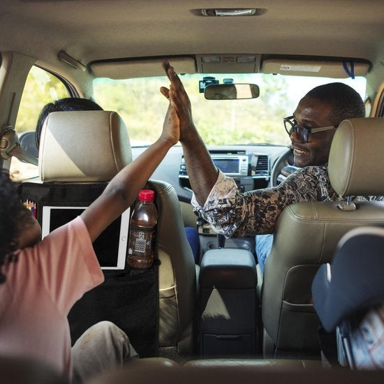 relaxdays organiseur de siège auto enfant - set de 2 pièces - 4 compartiments - protection - noir