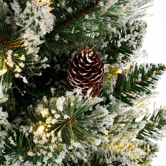 Black Box Trees Vandans : sapin de Noël artificiel avec éclairage - Sapin de Noël H 90 x Ø 48 cm - Sapin artificiel en pot avec des branches enneigées - Vert