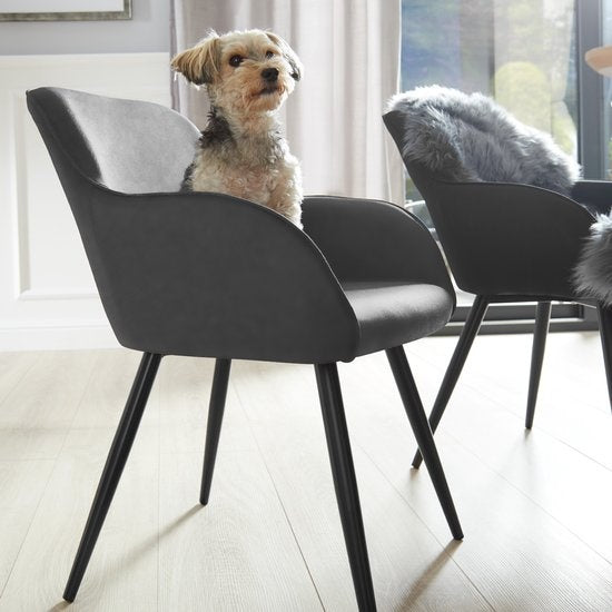 tectake® - Chaise Marilyn tissu crème/noir