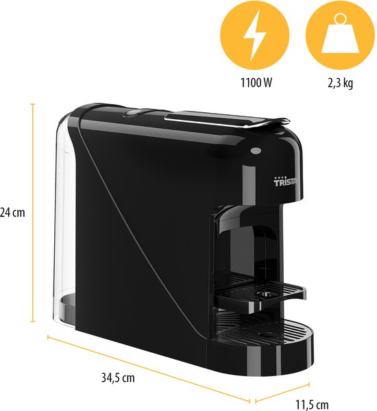 Tristar CM-2302 - Machine à café à dosettes - Compatible Nespresso - 0,8 L - 1 400 W - Compacte et facile à utiliser