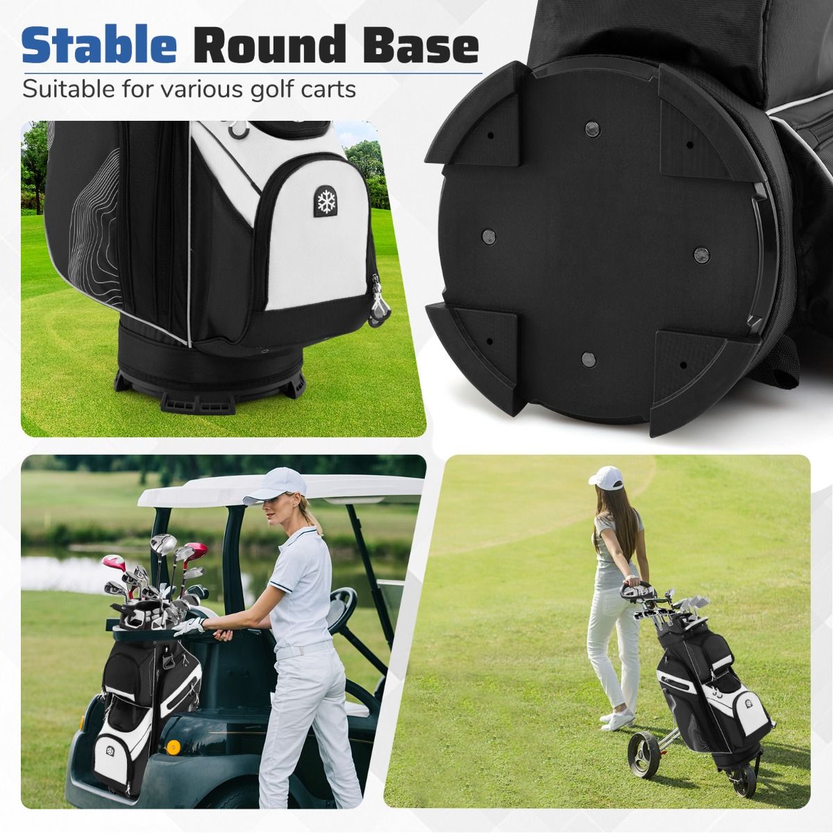 Sac de golf Coast à 14 compartiments - Sac de golf léger avec housse de pluie et bandoulière - 90,5 cm - Noir