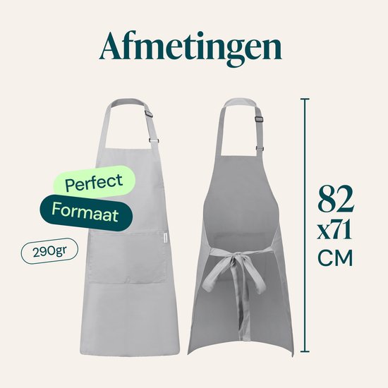 Tablier de cuisine Castagnola - Hydrofuge et anti-salissures - Tablier de cuisine professionnel - Tablier de barbecue pour femmes et hommes - Unisexe - Boucle réglable - Grandes poches - Gris clair