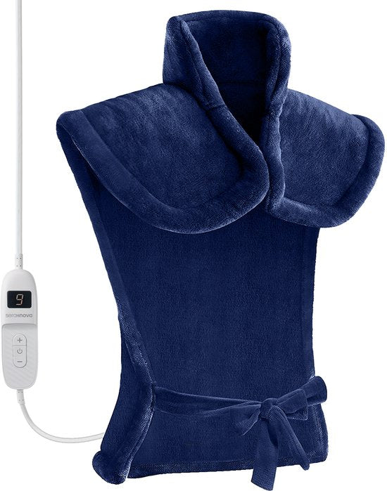 Seranova Coussin chauffant électrique pondéré pour le dos, les épaules et le cou - Coussin chauffant - Coussin chauffant - 1.3KG - 100w - Bleu
