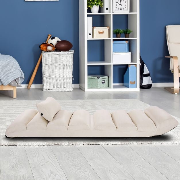Coast floor chair 5-way adjustable suede cushion chair 175 x 55 x 20 cm beige