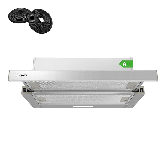 Hotte télescopique Ciarra CBCS6906D - 60 cm - 370 m³/h - A++ - Argent