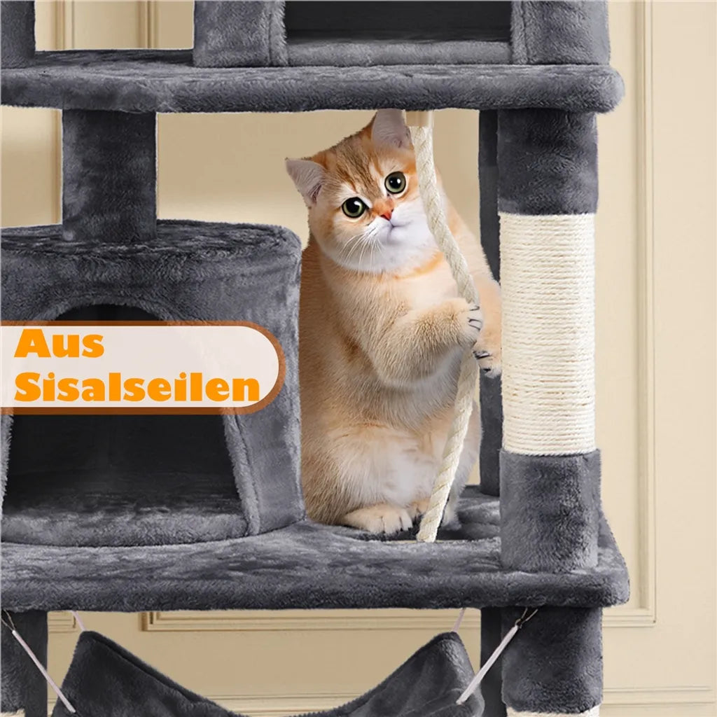 Yaheetech Scratch Post 158cm - Multi-niveaux - Sisal - Plates-formes - Gris foncé