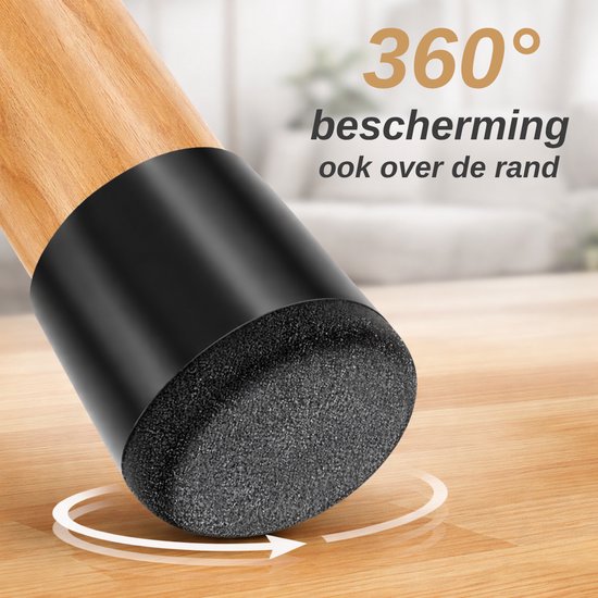 Vaive Protège-jambes de chaise rond avec feutre - 24 pièces - Protège-jambes de chaise Ø24-30 mm - Protection du sol pour les chaises - Noir