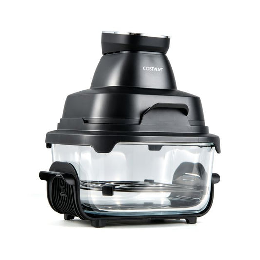 Coast Airfryer 4L - Friteuse à air chaud avec boîtier en verre - 1 500 W - Deux paniers empilables - Couvercle - Thermostat jusqu'à 220 °C - Noir