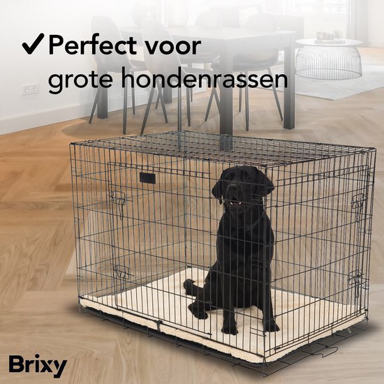 Brixy Dog Bench - Banc pour chiens - Taille L - Pliable - 91 x 58 x 65 CM - 2 Portes - Noir