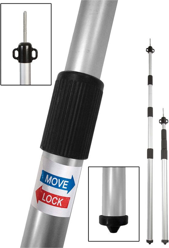 Bo-Camp - Piquet pour bâche/tente - Télescopique - 4 sections - 102-230 cm