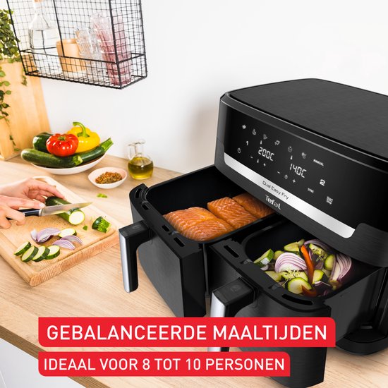Tefal Easy Fry Dual XXL EY9428 - Friteuse à air chaud double XXL - 11 L - Bacs de 6,5 L et 4,5 L - 7 programmes - Pour 8 à 10 personnes