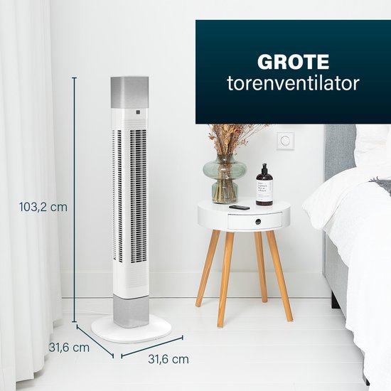 Ventilateur colonne intelligent – Sans pales – Avec application et télécommande – Minuterie – Économe en énergie – Princess 358275 – Blanc