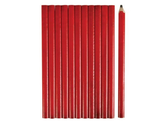 Crayon de charpentier - Merkloos - 175 mm - Lot de 12 - Rouge