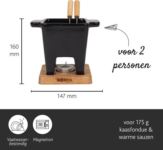 Boska Tapas Fondue set Nero - Set à fondue - pour 175 grammes de fromage - 300 ml