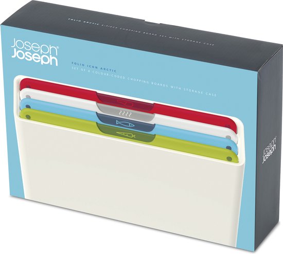 Joseph Joseph - Coffret cadeau Folio Icon comprenant 4 planches à découper dans un support blanc arctique - Polypropylène - Blanc