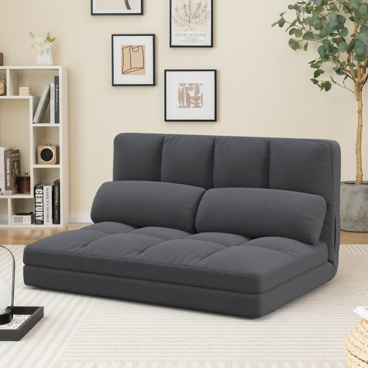 Banquette de sol pliable Coast - Canapé-lit 3 en 1 - Dossier réglable - Gris foncé