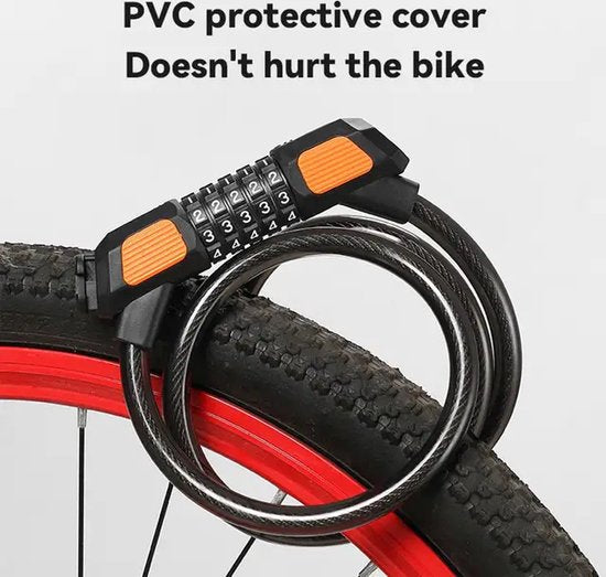 Garpex® Bicycle Lock Digit Lock - Cadenas Digit Lock pour bicyclette ou scooter électrique - Cadenas à câble - Noir avec fixation de support