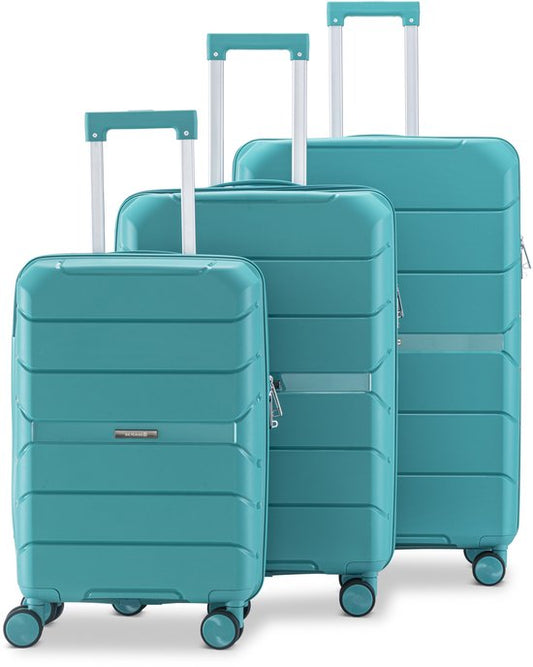 SKYCASES Urban Adventurer - Ensemble de valises - 3 pièces - Serrure à chiffres - 232L - Roues pivotantes - Valise de voyage avec serrure de valise - Légère - Verte
