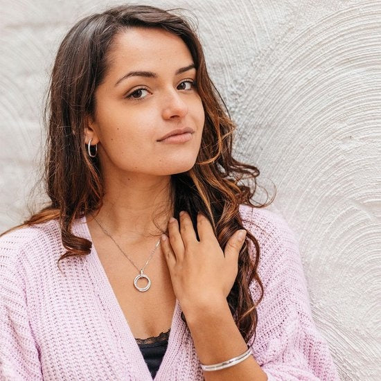Collier Femme avec Pendentif Rond - Yolora - Argent