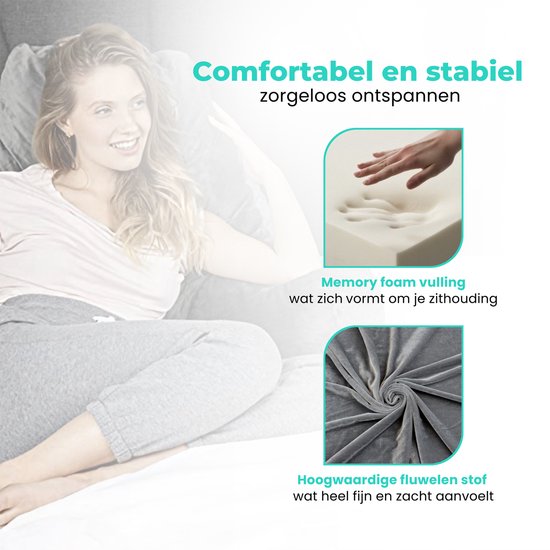 WorldWide products Coussin de lecture avec accoudoirs - Coussin de relaxation en mousse à mémoire de forme - pour le lit