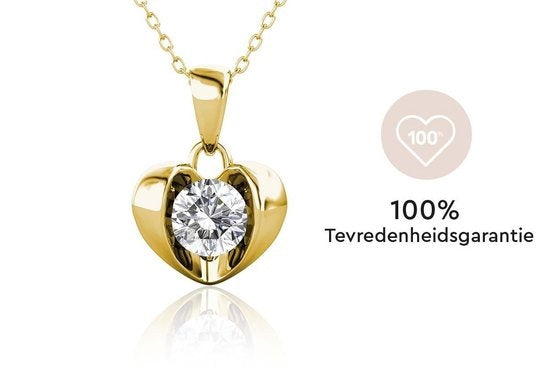 Yolora Collier Femme avec Pendentif Coeur - Cristal Kalpa Camaka - Or - Plaqué Or Jaune 18K - Collier Femme Or - Bijoux - Collier - Boîte Cadeau de Luxe - Boîte Cadeau - Bel Emballage Cadeau - Emballage Cadeau Exclusif