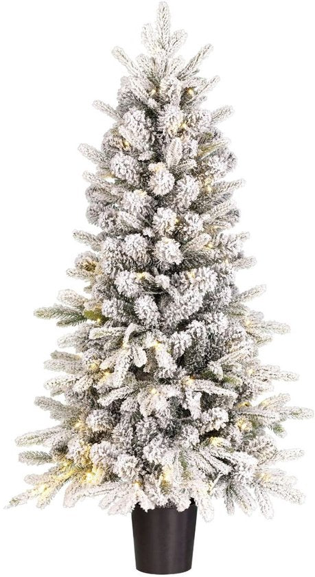 Black Box Trees Sapin de Noël artificiel Grimshaw avec neige H120 x P60 cm - Sapin artificiel en pot - Sapin de Noël artificiel d'intérieur - 206 branches - Vert