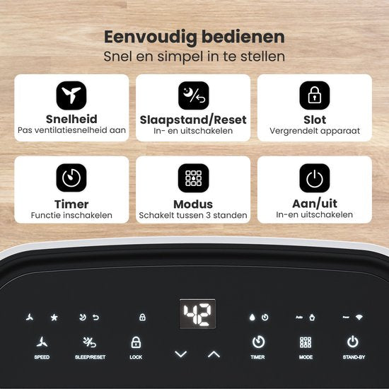 Déshumidificateur Auronic - Série compacte - 16L par jour - Fonction Lavage-Séchage - Chambre à coucher, salle de bain et salon - Blanc