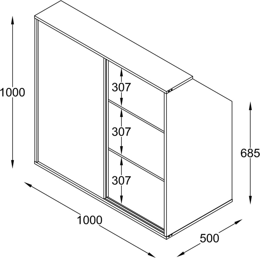 VDD White angled wall cupboard 100×100×50 cm - armoire de rangement compacte pour le grenier ou la chambre à coucher