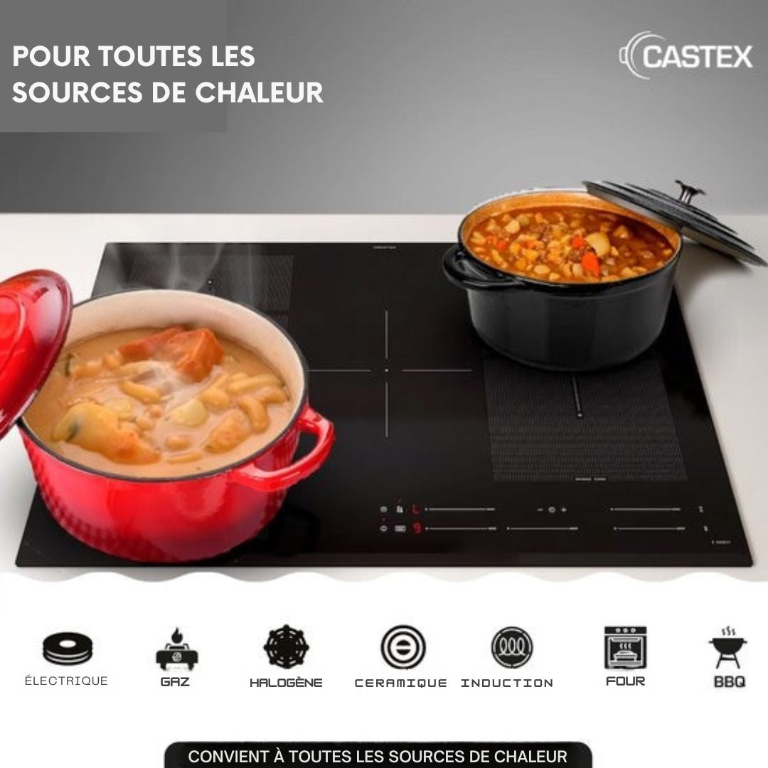 Casserole en fonte Elegance Royal - Castex - avec couvercle 24 cm - Noir