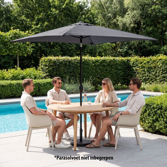 Parasol à mât Tristar - Carré - 200 x 200 cm - Balcon et jardin - Inclinable - Housse de protection incluse - PA-7901 - Gris foncé
