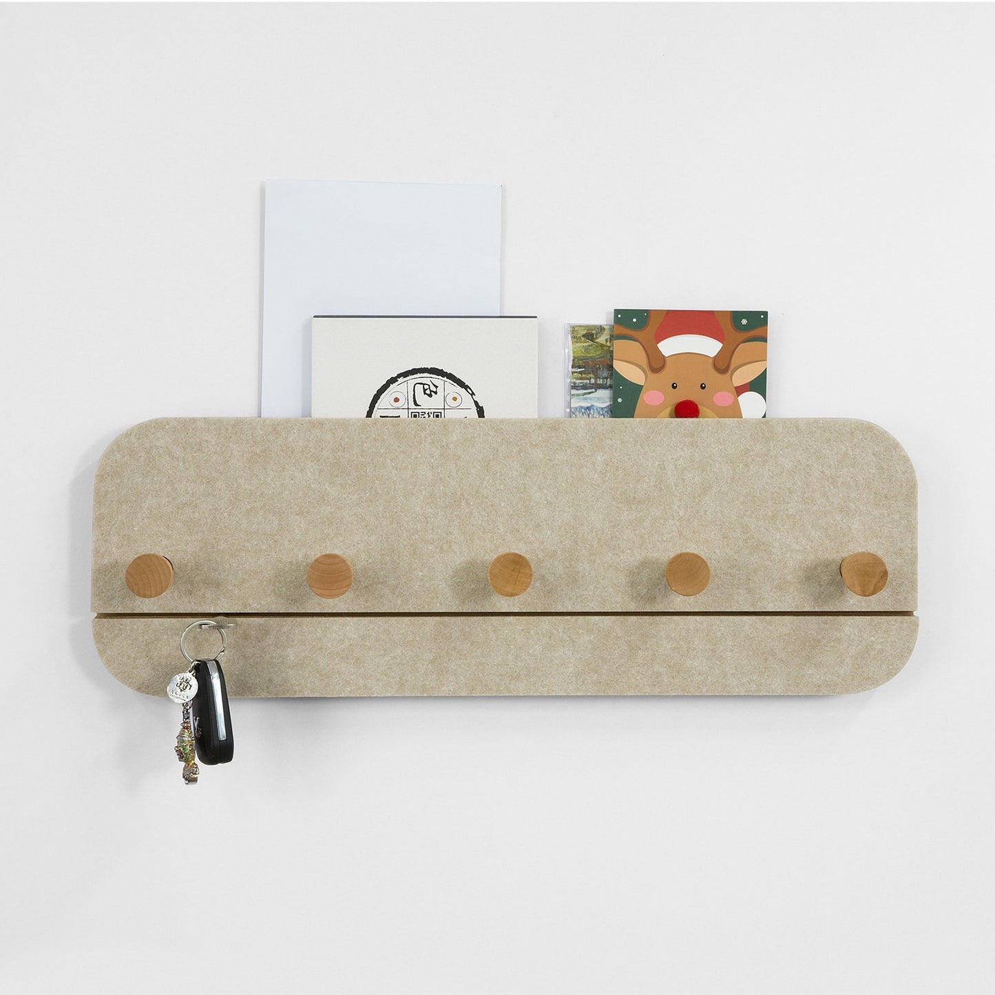 Porte-manteau mural SoBuy à 5 crochets - Bambou et feutre - 55 x 3 x 19 cm