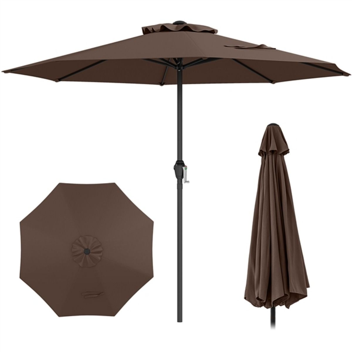 Parasol de terrasse Coast avec système oscillant - toit ventilé - 8 baleines robustes - marron - 260 cm