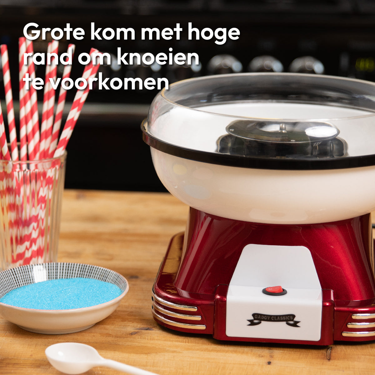 Gadgy Cotton Candy Maker Retro, avec 10 bâtonnets et cuillère à mesurer - Machines à barbe à papa - Bonbons - Fête des enfants - Barbe à papa - Machines à barbe à papa - Machines à barbe à papa