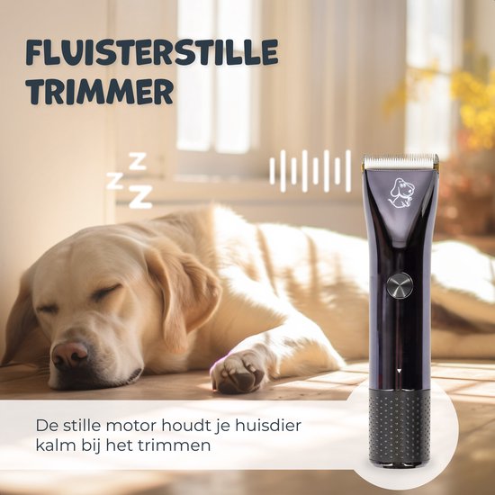 Dutchwide Groommate Tondeuse sans fil pour animaux - 4 accessoires inclus - noir