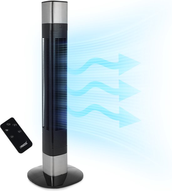 Ventilateur colonne intelligent – Sans pales – Avec application et télécommande – Minuterie – Économe en énergie – Princess 358280 – Noir